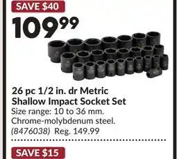 Princess Auto 26 pc 1/2 in. dr Metric Shallow Impact Socket Set offer