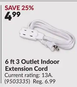 Princess Auto 6 ft3 Outlet Indoor Extension Cord offer
