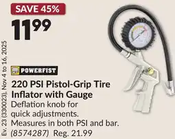 Princess Auto 220 PSI Pistol-Grip Tire Inflator with Gauge offer