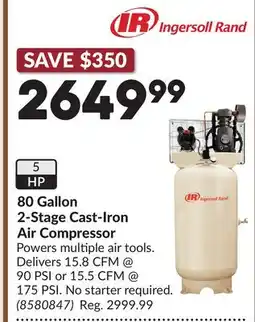 Princess Auto Ingersoll Rand 80 Gallon 2-Stage Cast-Iron Air Compressor offer