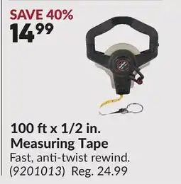 Princess Auto 100 ftx 1/2 in. Measuring Tape offer