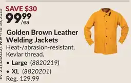 Princess Auto PRO POINT Golden Brown Leather Welding Jackets offer