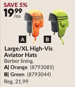 Princess Auto Large/XL High-Vis Aviator Hats Orange, Green offer