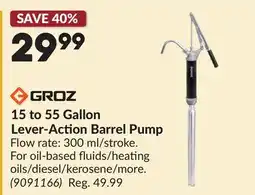 Princess Auto 15 to 55 Gallon Lever-Action Barrel Pump offer