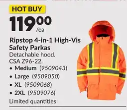 Princess Auto Ripstop 4-in-1 High-Vis Safety Parkas offer