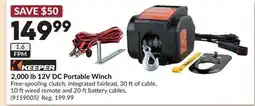 Princess Auto KEEPER 2,000 lb 12V DC Portable Winch offer