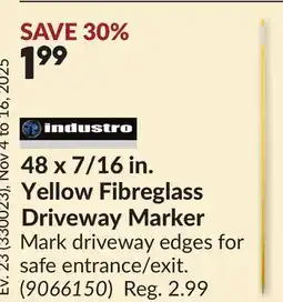 Princess Auto industro 48 x 7/16 in. Yellow Fibreglass Driveway Marker offer