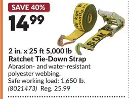 Princess Auto 2 in. x 25 ft5,000 lb Ratchet Tie-Down Strap offer