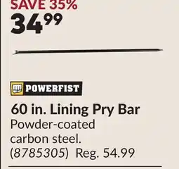 Princess Auto POWERFIST 60 in. Lining Pry Bar offer