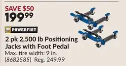 Princess Auto 2 pk 2,500 lb Positioning Jacks with Foot Pedal offer