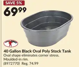 Princess Auto 40 Gallon Black Oval Poly Stock Tank offer