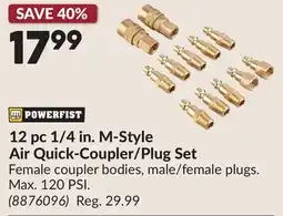 Princess Auto 12 pc 1/4 in. M-Style Air Quick-Coupler/Plug Set offer