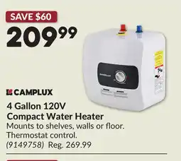 Princess Auto CAMPLUX 4 Gallon 120V Compact Water Heater offer