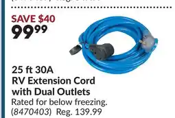 Princess Auto 25 ft30A RV Extension Cord with Dual Outlets offer