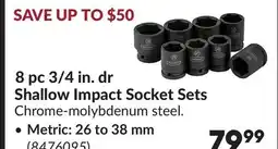 Princess Auto 8 pc 3/4 in. dr Shallow Impact Socket Sets Metric: 26 to 38 mm offer