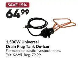 Princess Auto 1,500W Universal Drain Plug Tank De-Icer offer