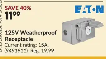 Princess Auto 125V Weatherproof Receptacle offer