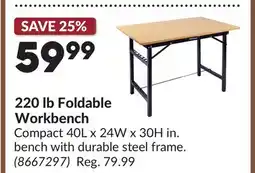 Princess Auto 220 lb Foldable Workbench offer