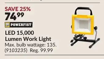 Princess Auto LED 15,000 Lumen Work Light offer
