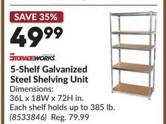 Princess Auto 5-Shelf Galvanized Steel Shelving Unit offer