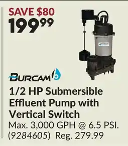 Princess Auto 1/2 HP Submersible Effluent Pump with Vertical Switch offer