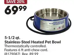 Princess Auto 5-1/2 qt. Stainless-Steel Heated Pet Bowl offer