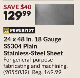Princess Auto 24 x 48 in. 18 Gauge SS304 Plain Stainless-Steel Sheet offer