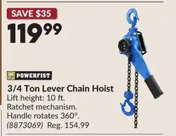 Princess Auto POWERFIST 3/4 Ton Lever Chain Hoist offer
