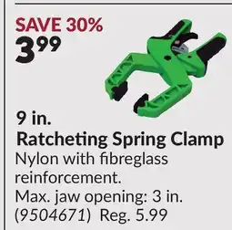 Princess Auto 9 in. Ratcheting Spring Clamp offer