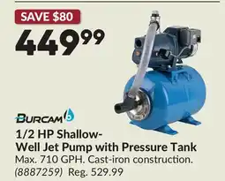 Princess Auto 1/2 HP Shallow- Well Jet Pump with Pressure Tank offer