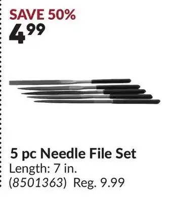 Princess Auto 5 pc Needle File Set offer