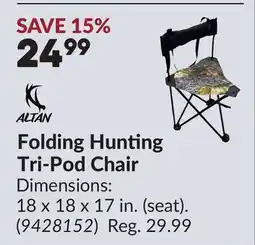 Princess Auto Folding Hunting Tri-Pod Chair offer