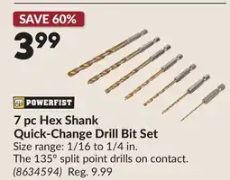 Princess Auto POWERFIST 7 pc Hex Shank Quick-Change Drill Bit Set offer