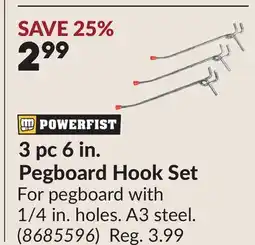Princess Auto 3 pc 6 in. Pegboard Hook Set offer