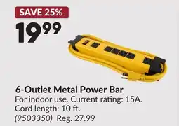 Princess Auto 6-Outlet Metal Power Bar offer