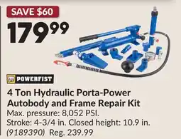 Princess Auto POWERFIST 4 Ton Hydraulic Porta-Power Autobody and Frame Repair Kit offer