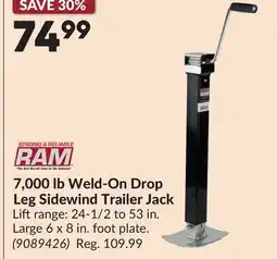 Princess Auto 7,000 lb Weld-On Drop Leg Sidewind Trailer Jack offer