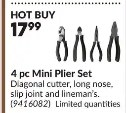 Princess Auto 4 pc Mini Plier Set offer