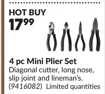 Princess Auto 4 pc Mini Plier Set offer