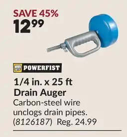 Princess Auto 1/4 in. x 25 Drain Auger offer