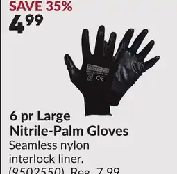 Princess Auto 6 pr Large Nitrile-Palm Gloves offer