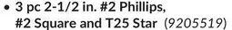 Princess Auto BOSCH Double -End Power Bits 3 pc 2-1/2 in. #2 Phillips, #2 Square and T25 Star offer