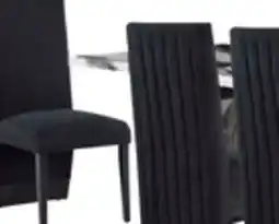 The Brick Vega 7pc Dining Set with Table & 6 Chairs, Marble Look, Pedestal Base, 82W - Black & White offer