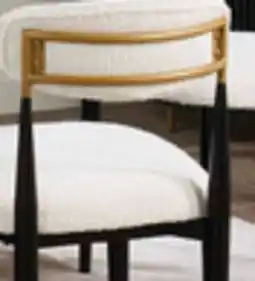 The Brick Kort & Co. Capri Dining Chair with Boucle Fabric & Gold Accent, Metal - Black offer