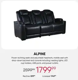 Meubles RD Alpine - Power Modular Reclining Sofa and Drop-Down Backrest with Reading Lights - 3 pcs offer