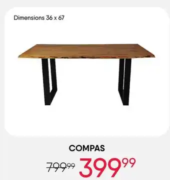 Meubles RD Compas - Rectangular Solid Wood Dining Table 67 offer