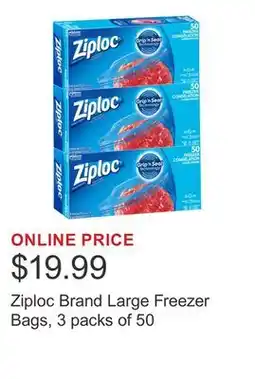 Costco Ziploc Brand Large Freezer Bags, 3 packs of 50 offer