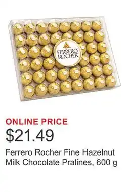 Costco Ferrero Rocher Fine Hazelnut Milk Chocolate Pralines, 600 g offer