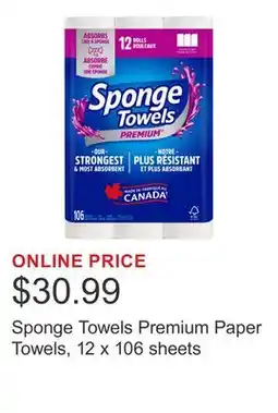 Costco Sponge Towels Premium Paper Towels, 12 x 106 sheets offer