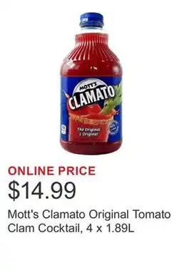 Costco Mott's Clamato Original Tomato Clam Cocktail, 4 x 1.89L offer